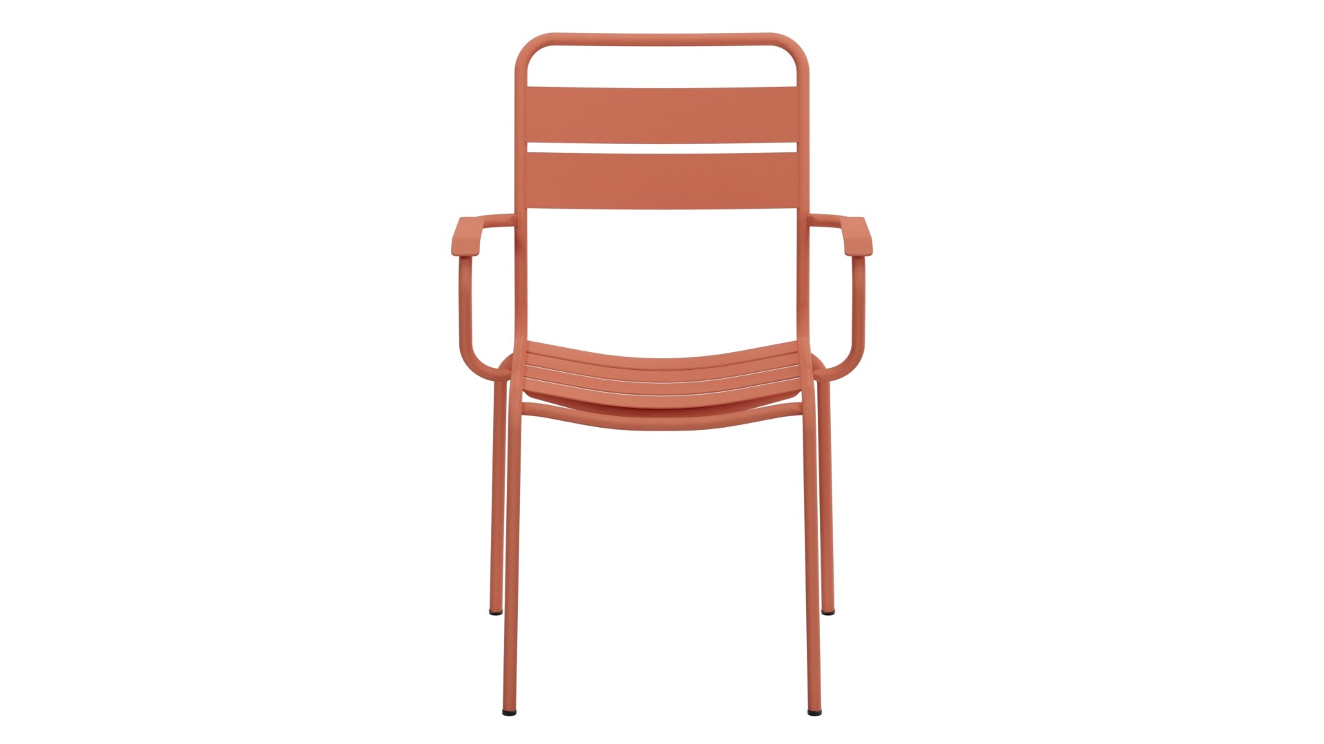 Robuster Glarus Ganzmetall-Gartenstuhl mit Armlehne aus verzinktem Stahl, wetterfest, UV-beständig, langlebig, Swiss Made, elegantes Design, pflegeleicht für Garten, Terrasse und Gastronomie.