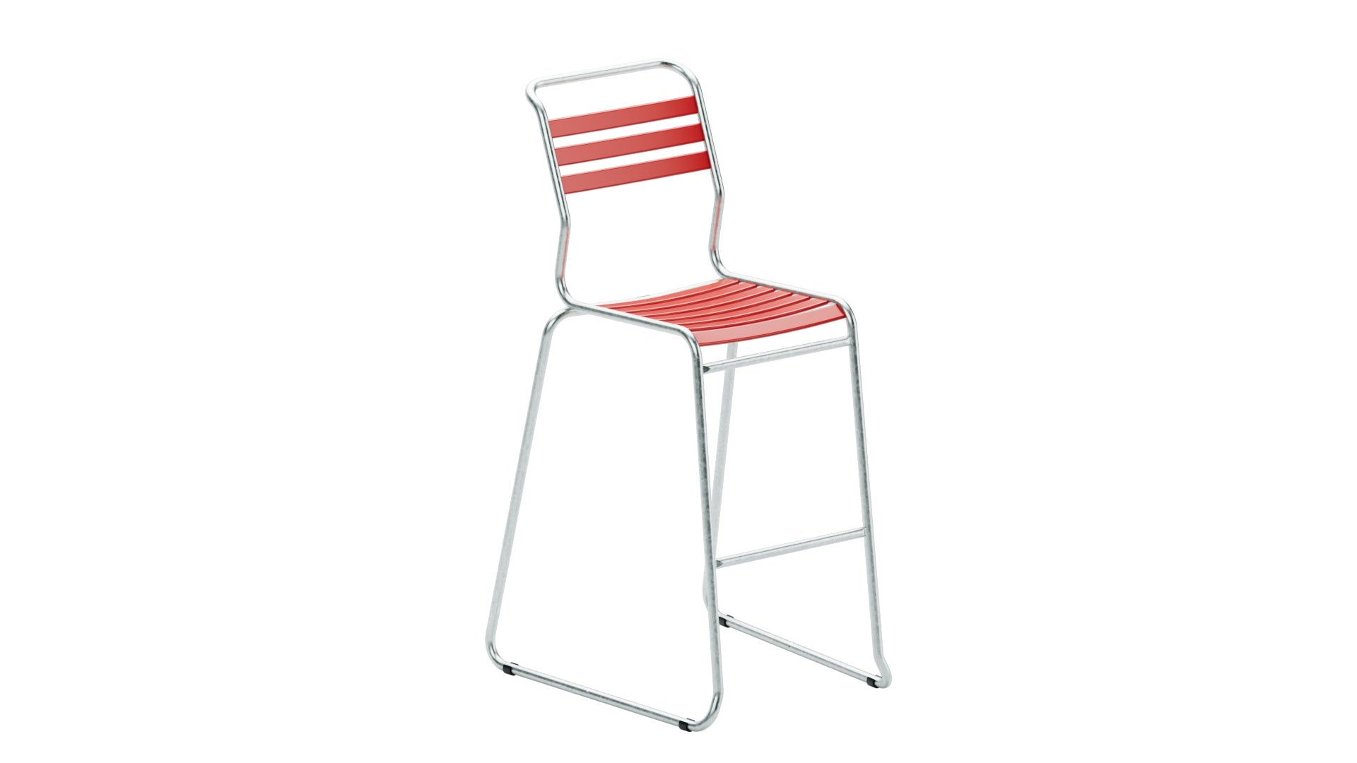 Säntis Lättli-Barstuhl ohne Armlehne Kufen in Rot präsentiert im Onlineshop von KAQTU Design AG. Outdoor-Barstuhl ist von Schaffner