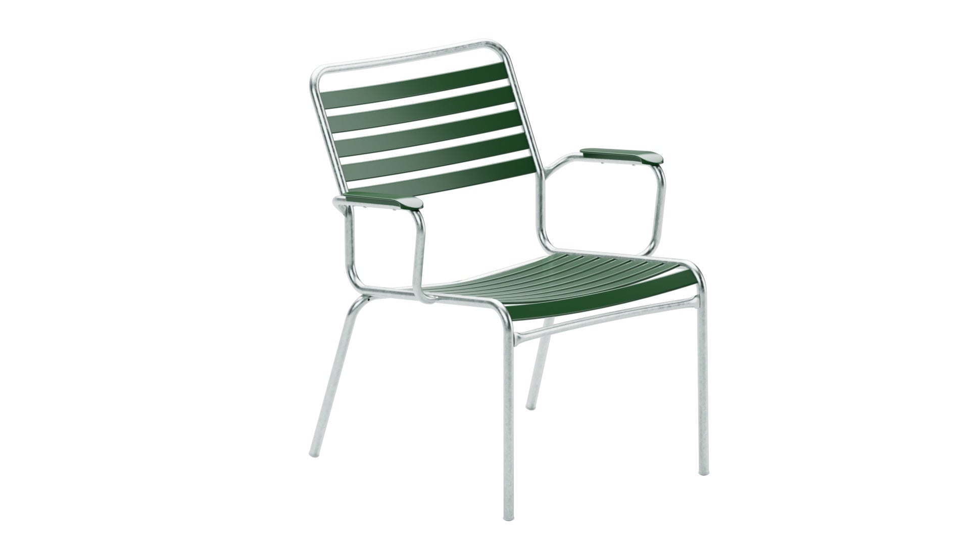 Rigi Lättli-Salonsessel mit Armlehne in Tannengrün präsentiert im Onlineshop von KAQTU Design AG. Gartenstuhl mit Armlehnen ist von Schaffner