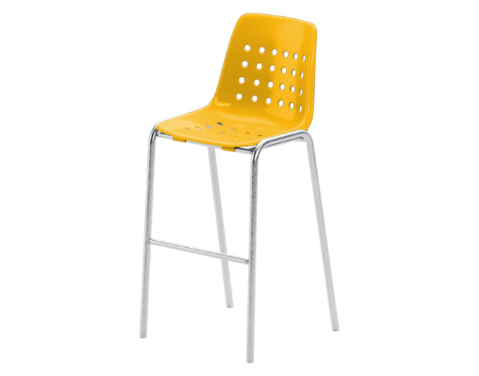 Bermuda Schalen-Barstuhl ohne Armlehne in Gelb präsentiert im Onlineshop von KAQTU Design AG. Outdoor-Barstuhl ist von Schaffner
