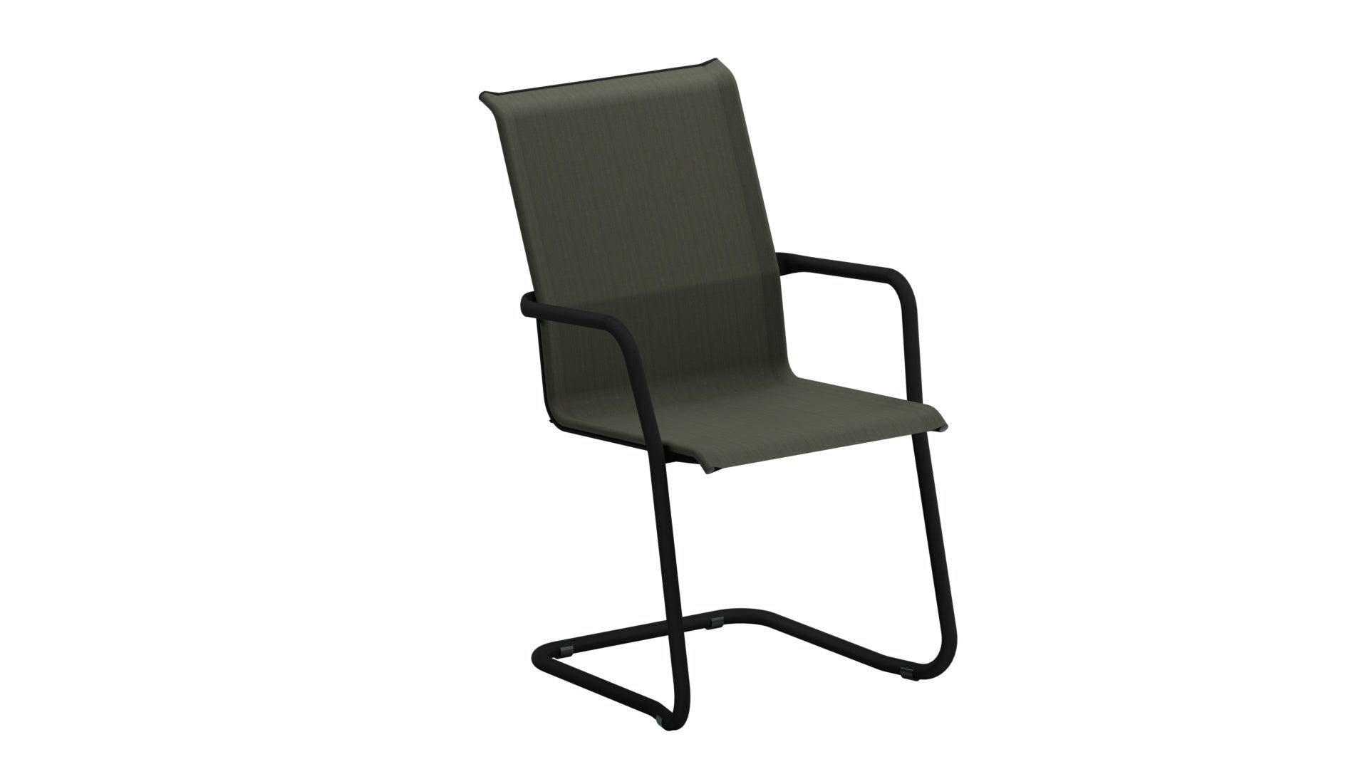 Eleganter Freischwinger aus Schweizer Qualität, wetterfestes Batyline®, stapelbar, mit Armlehnen und vielfältigen Farboptionen für stilvollen Gartenkomfort.