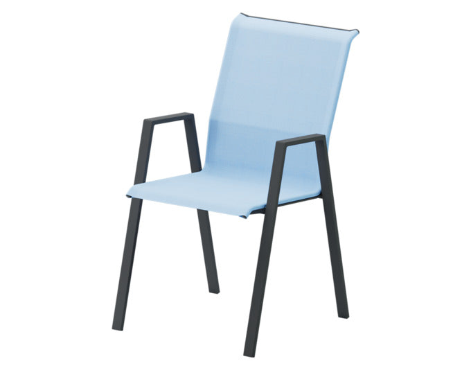 Luzern Textil-Sessel mit Armlehne Comfort in Eisblau präsentiert im Onlineshop von KAQTU Design AG. Gartenstuhl mit Armlehnen ist von Schaffner