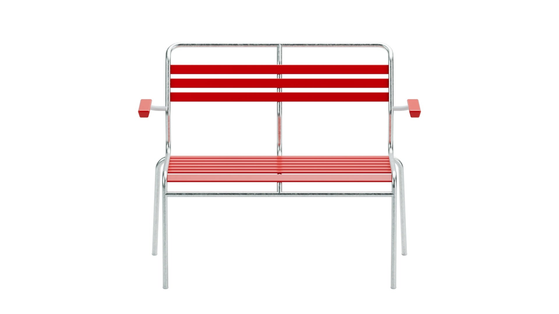 Säntis Lättli-2er Gartenbank mit Armlehne in Rot präsentiert im Onlineshop von KAQTU Design AG. Gartenbank ist von Schaffner