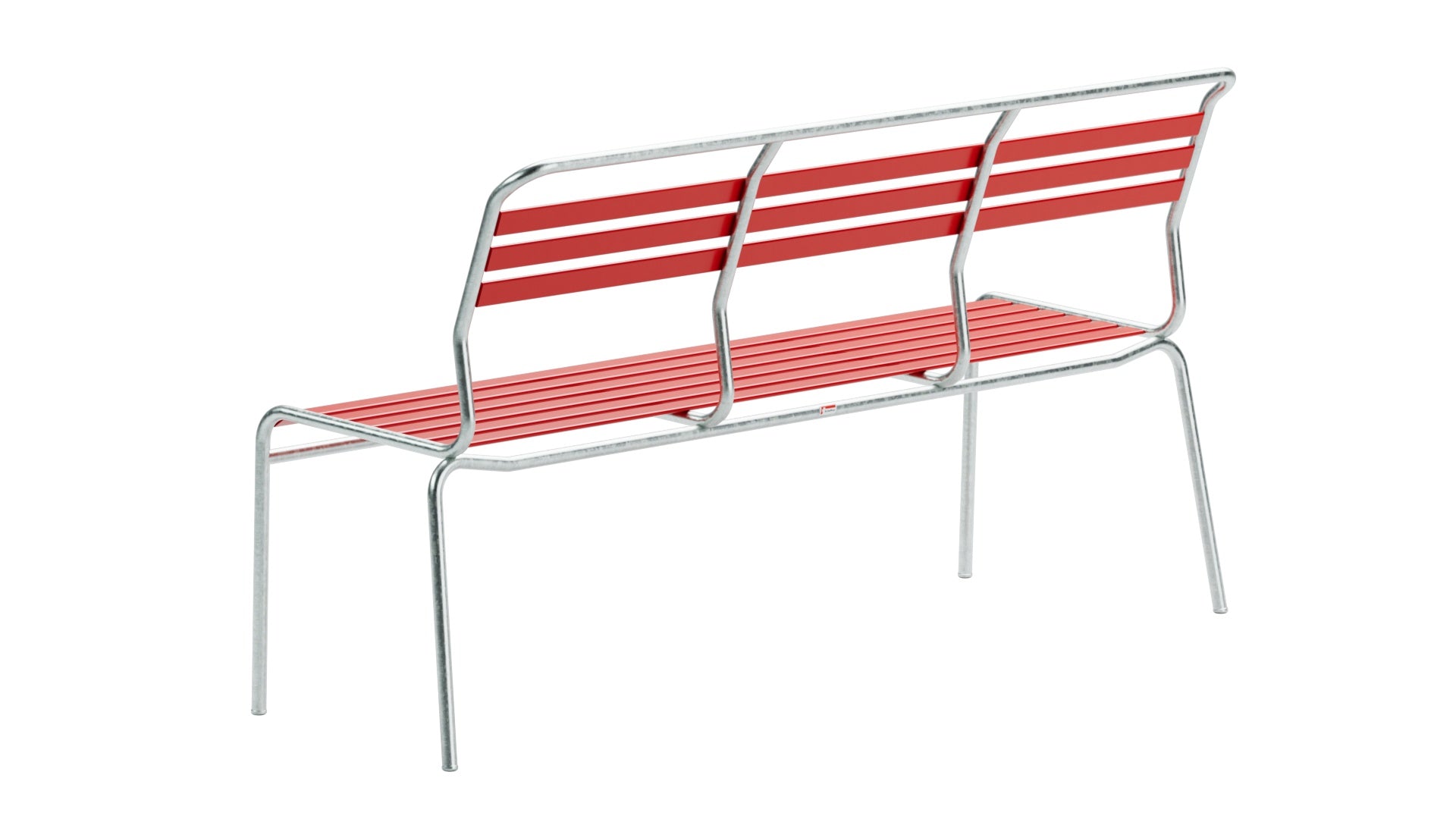 Elegante, wetterfeste Säntis Lättli-3er Gartenbank ohne Armlehnen aus robustem Metall und recyceltem OceanYarn®. Ideal für Garten, Terrasse und öffentliche Räume.