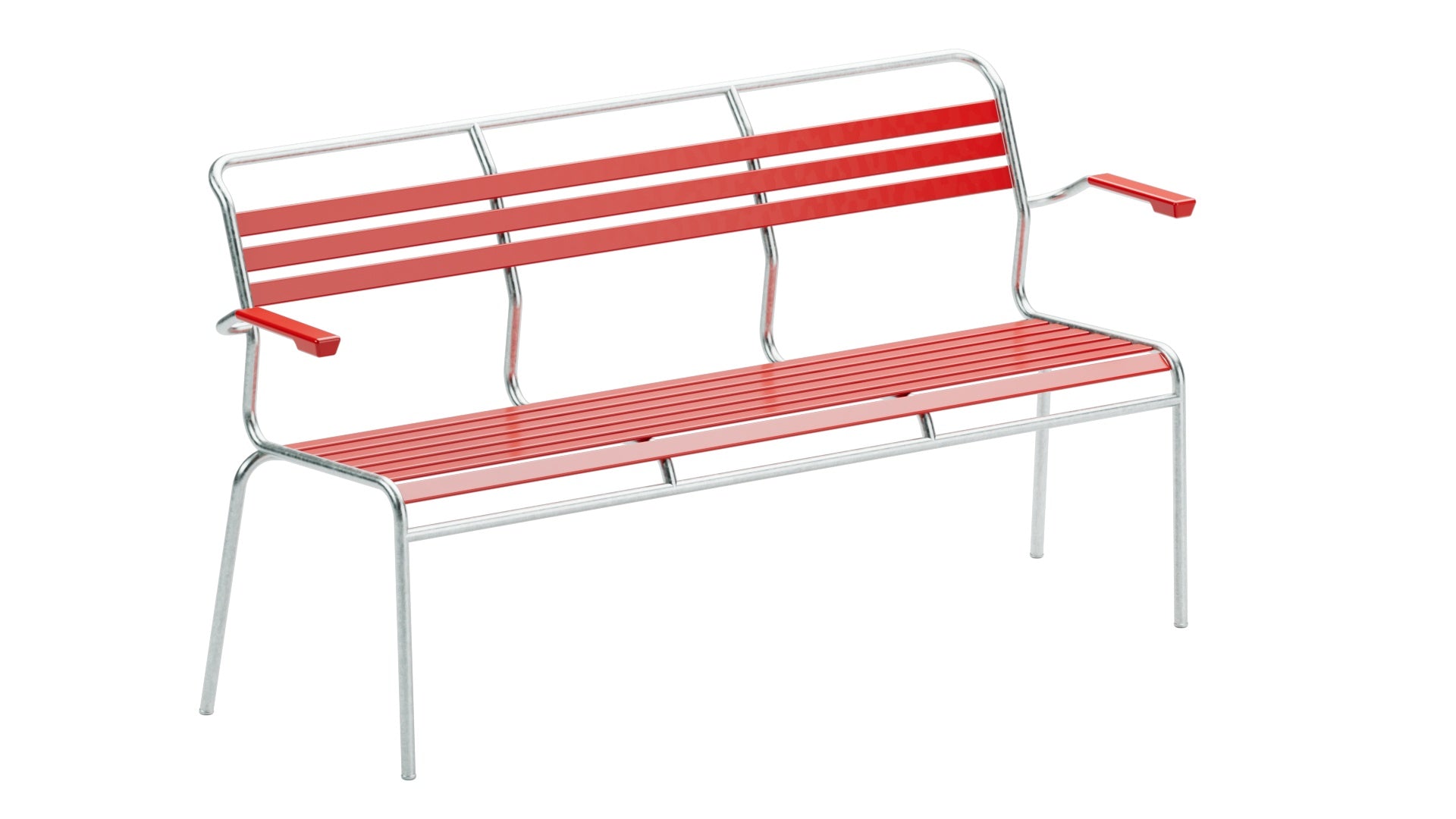 Säntis Lättli-3er Gartenbank mit Armlehne in Rot präsentiert im Onlineshop von KAQTU Design AG. Gartenbank ist von Schaffner
