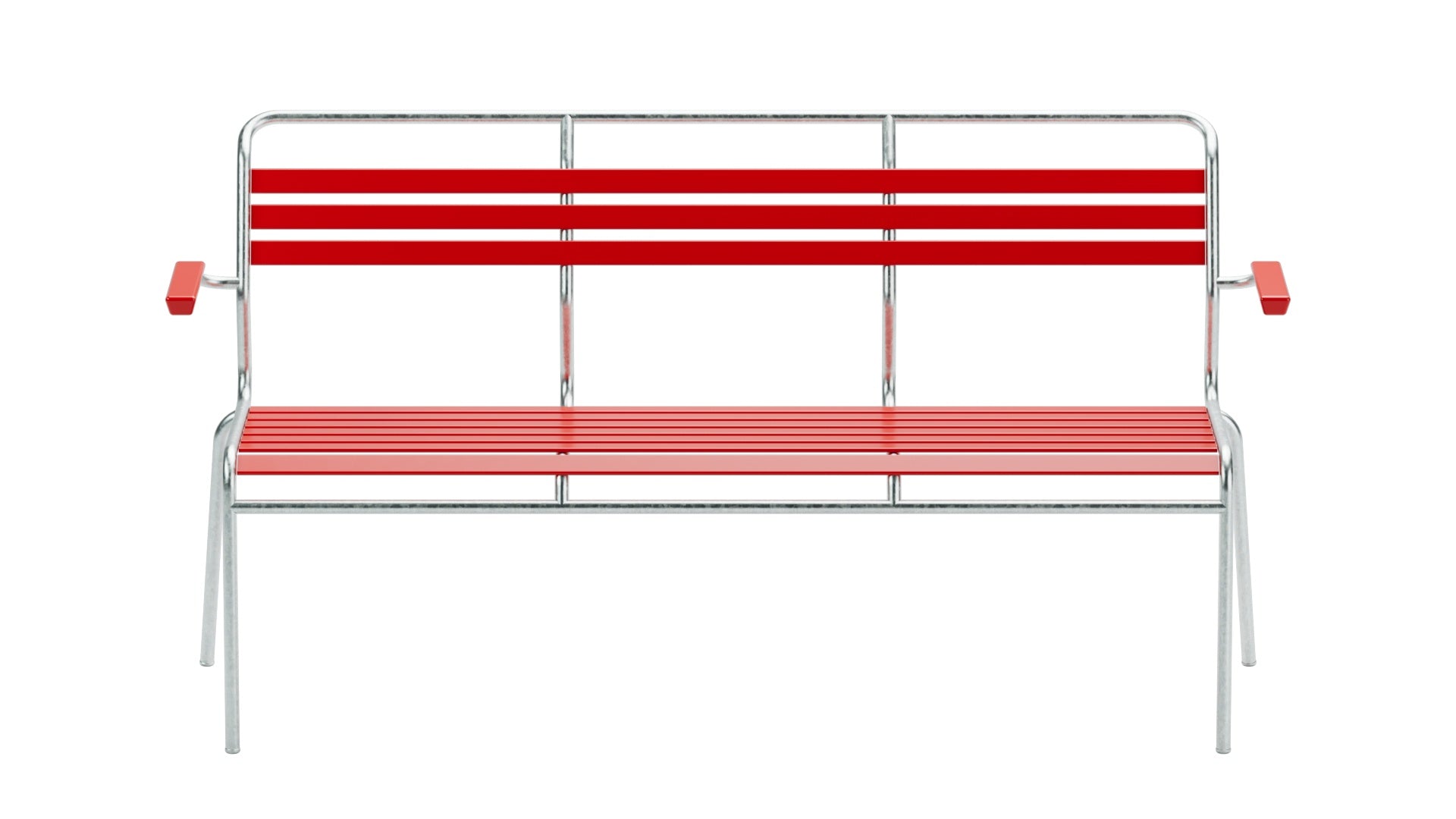 Säntis Lättli-3er Gartenbank mit Armlehne in Rot präsentiert im Onlineshop von KAQTU Design AG. Gartenbank ist von Schaffner
