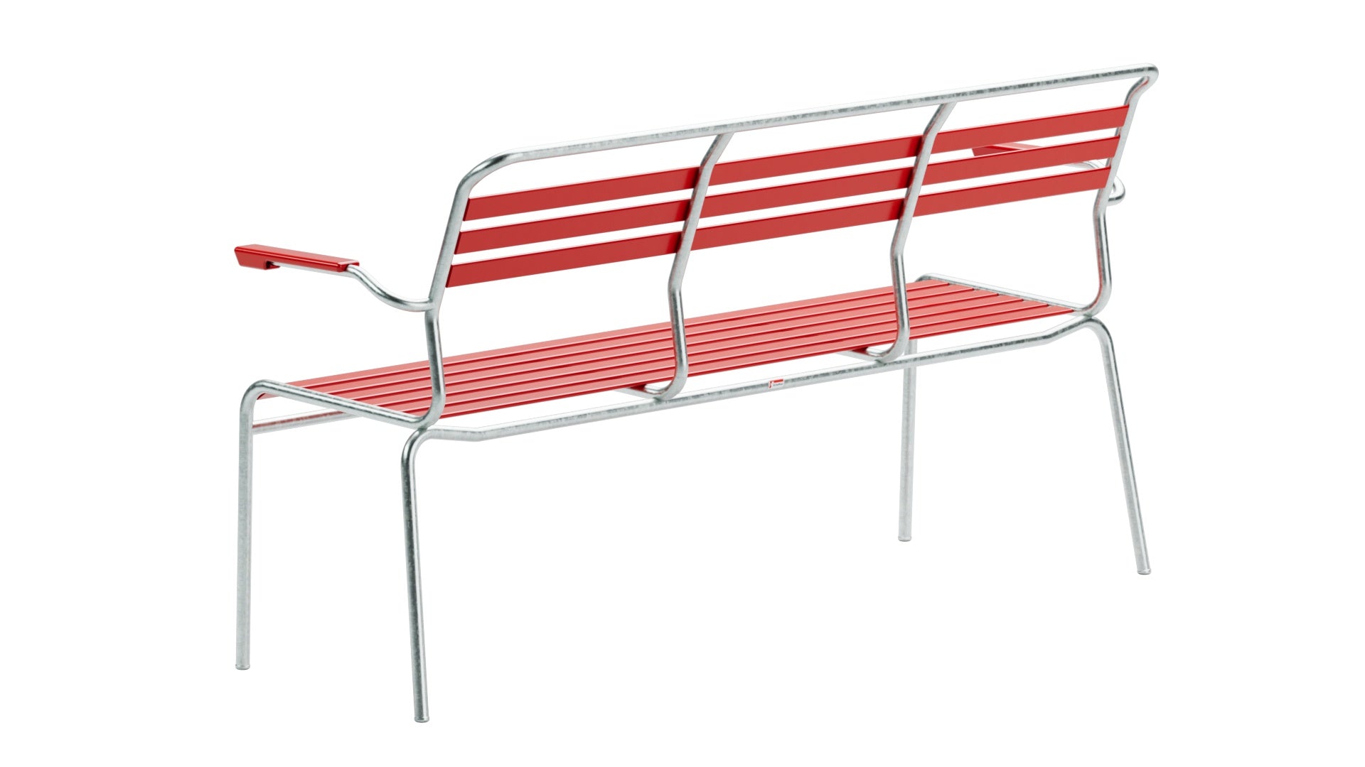Säntis Lättli-3er Gartenbank mit Armlehne in Rot präsentiert im Onlineshop von KAQTU Design AG. Gartenbank ist von Schaffner