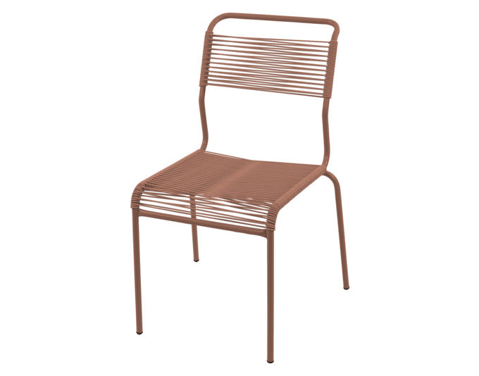 Der Säntis Stuhl Spaghetti von Schaffner ohne Armlehnen vereint modernes Design mit hohem Sitzkomfort, ideal für jeden Außenbereich.