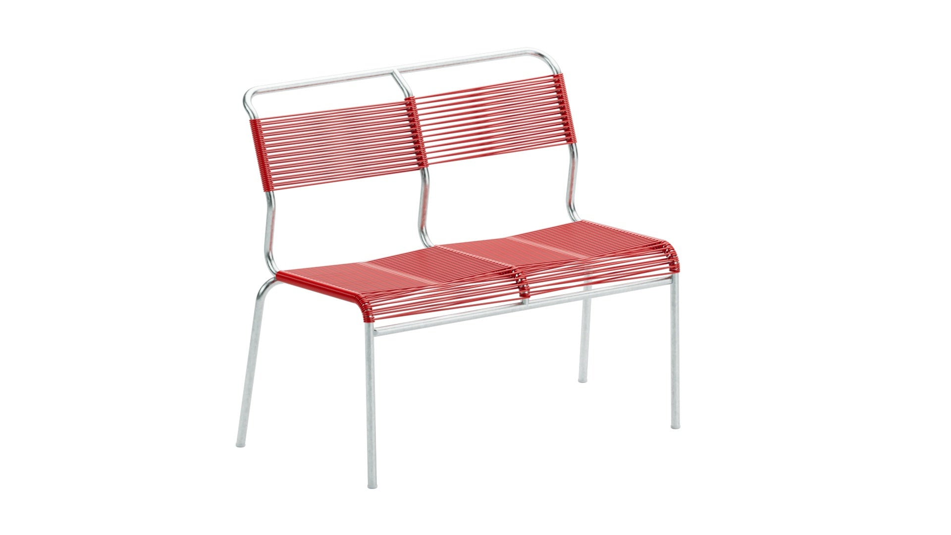 Säntis Spaghetti-2er Gartenbank ohne Armlehne in Rot / Feuerverzinkt präsentiert im Onlineshop von KAQTU Design AG. Gartenbank ist von Schaffner
