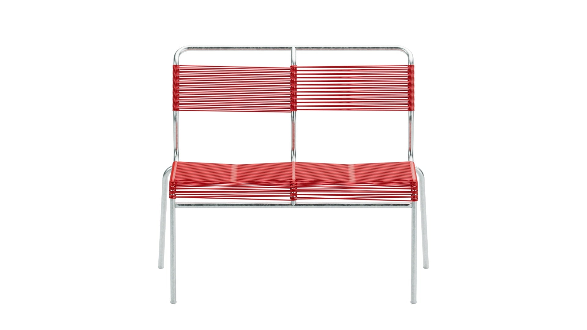 Säntis Spaghetti-2er Gartenbank ohne Armlehne in Rot präsentiert im Onlineshop von KAQTU Design AG. Gartenbank ist von Schaffner