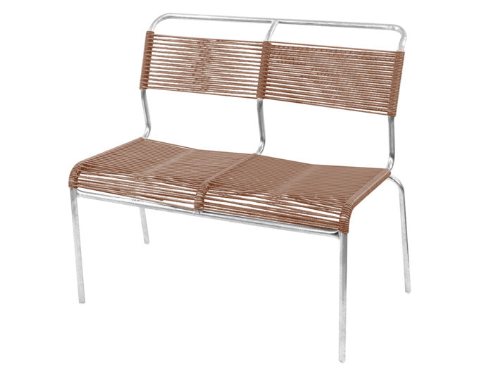 Säntis Spaghetti-2er Gartenbank ohne Armlehne in Pastellterracotta präsentiert im Onlineshop von KAQTU Design AG. Gartenbank ist von Schaffner
