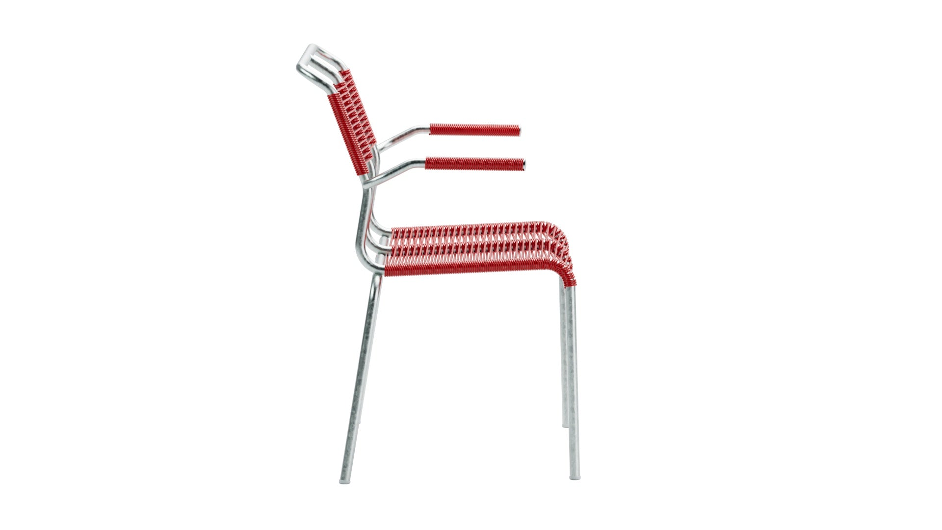 Säntis Spaghetti-2er Gartenbank mit Armlehne in Rot präsentiert im Onlineshop von KAQTU Design AG. Gartenbank ist von Schaffner