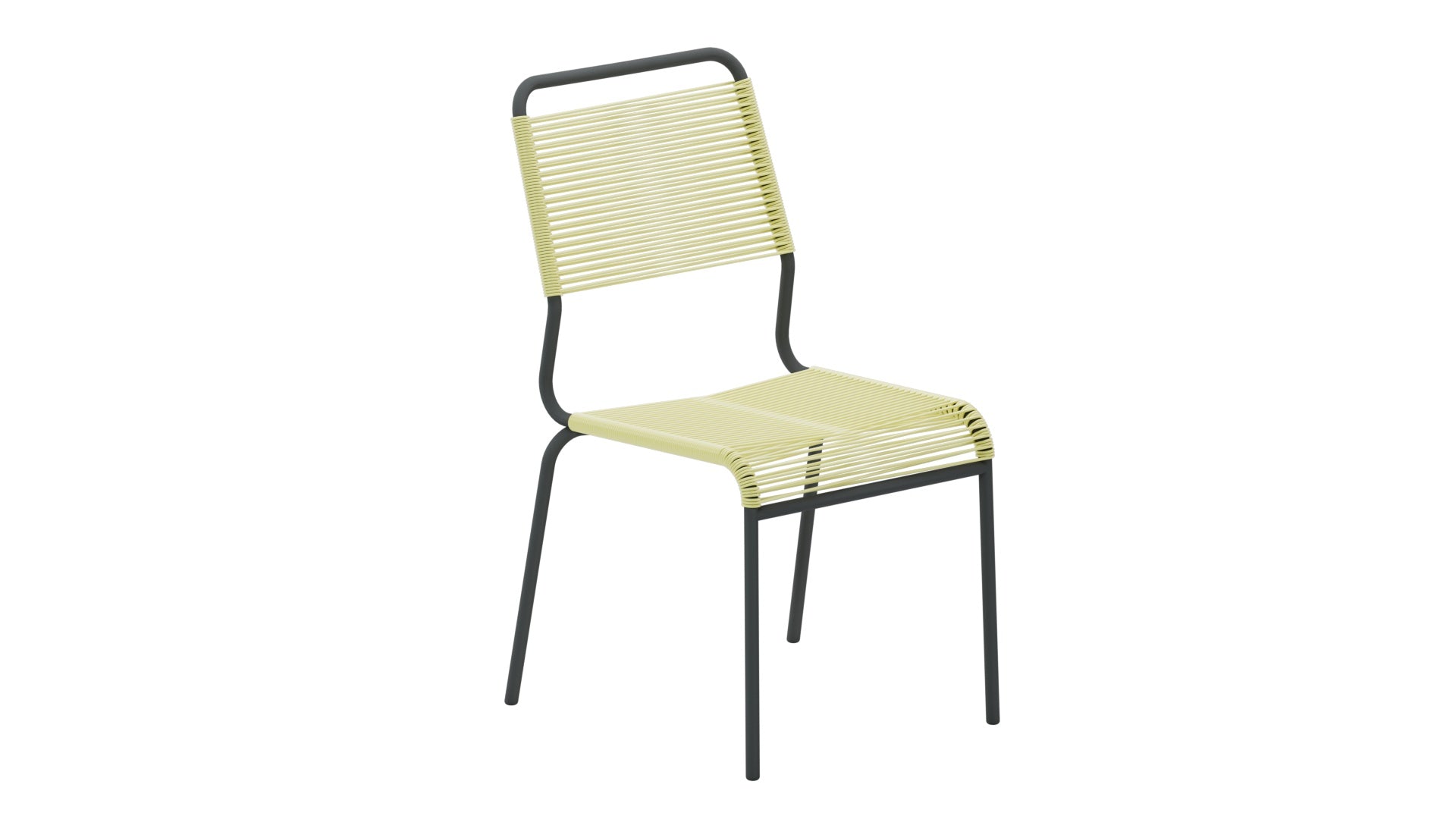 Hochwertiger Rigi Spaghetti-Gartenstuhl ohne Armlehne, wetterfestes Eschenholz, modernes Design, bequeme Sitzfläche, langlebige Schweizer Handwerkskunst.