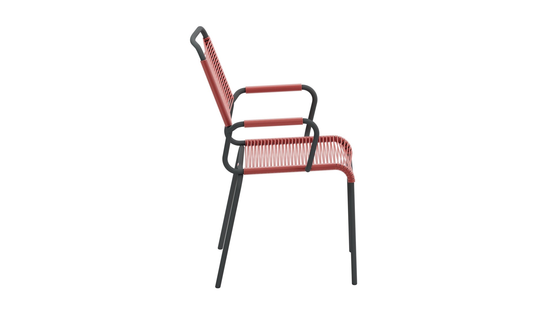 Eleganter Rigi Spaghetti-Gartenstuhl mit Armlehne, wetterfest, robust, Schweizer Qualität, komfortabel, perfekt für Garten, Terrasse und Outdoor-Bereiche.