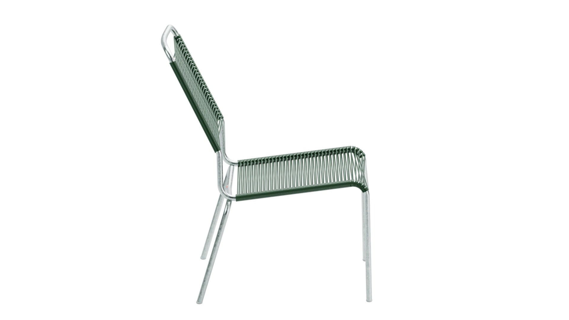 Hochwertiger Rigi Spaghetti-Salonsessel ohne Armlehne von Schaffner, wetterfest, nachhaltig, Schweizer Qualität, elegantes Design für Garten und Terrasse.