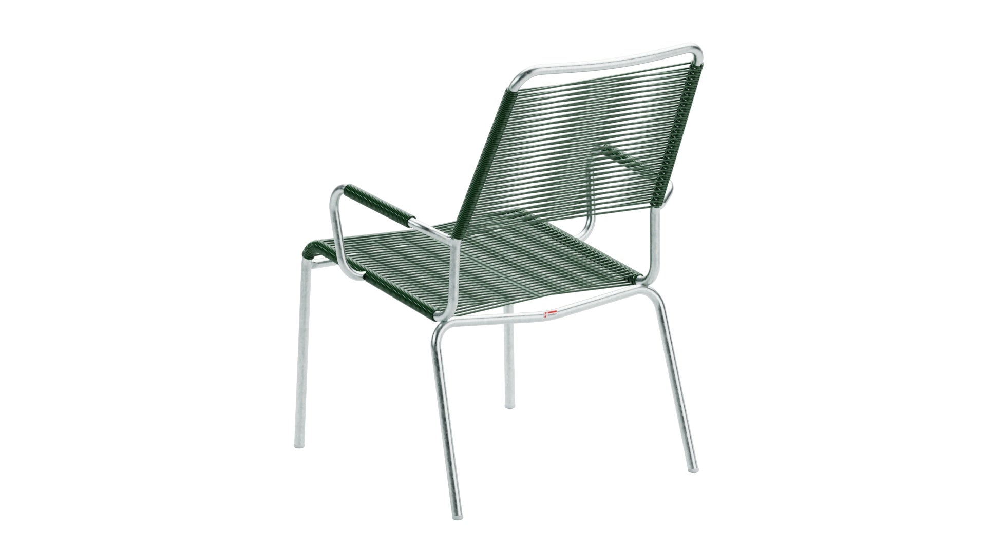 Rigi Spaghetti-Salonsessel mit Armlehne in Tannengrün präsentiert im Onlineshop von KAQTU Design AG. Gartenstuhl mit Armlehnen ist von Schaffner