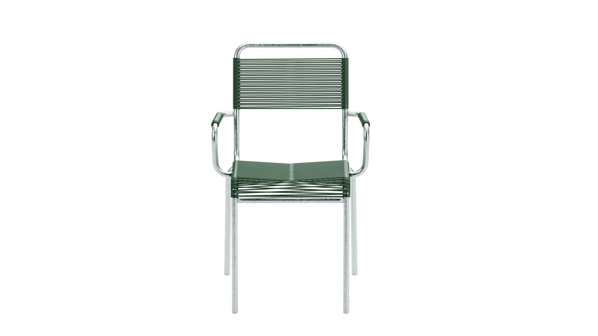 Rigi Spaghetti-Gartenstuhl mit Armlehne in Tannengrün präsentiert im Onlineshop von KAQTU Design AG. Gartenstuhl mit Armlehnen ist von Schaffner