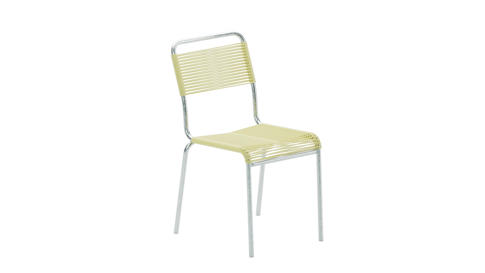 Rigi Spaghetti-Gartenstuhl ohne Armlehne in Buchsbaumgelb präsentiert im Onlineshop von KAQTU Design AG. Gartenstuhl ist von Schaffner