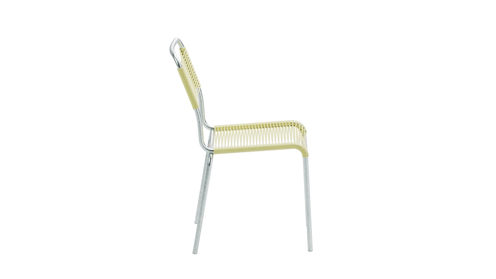 Rigi Spaghetti-Gartenstuhl ohne Armlehne in Buchsbaumgelb präsentiert im Onlineshop von KAQTU Design AG. Gartenstuhl ist von Schaffner