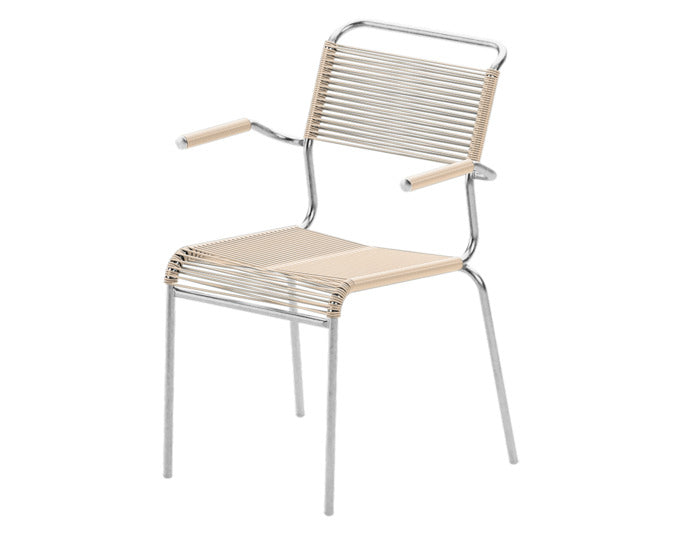 Säntis Spaghetti-Gartenstuhl mit Armlehne in Pastellsand / Feuerverzinkt präsentiert im Onlineshop von KAQTU Design AG. Gartenstuhl mit Armlehnen ist von Schaffner