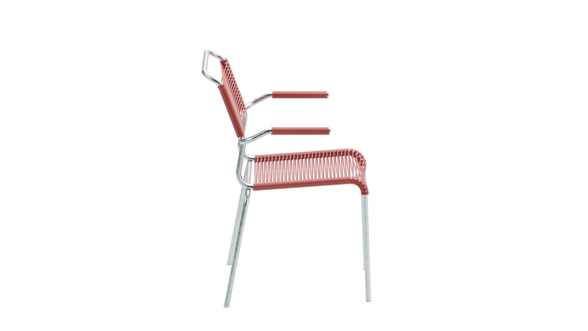 Säntis Spaghetti-Gartenstuhl mit Armlehne in Ahornrot präsentiert im Onlineshop von KAQTU Design AG. Gartenstuhl mit Armlehnen ist von Schaffner
