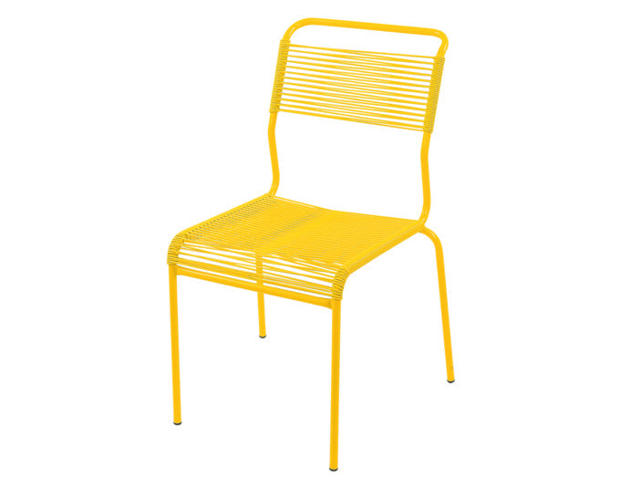 Säntis Spaghetti-Gartenstuhl ohne Armlehne in Gelb präsentiert im Onlineshop von KAQTU Design AG. Gartenstuhl ist von Schaffner