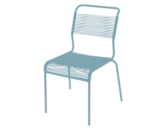 Säntis Spaghetti-Gartenstuhl ohne Armlehne in Pastellblau präsentiert im Onlineshop von KAQTU Design AG. Gartenstuhl ist von Schaffner