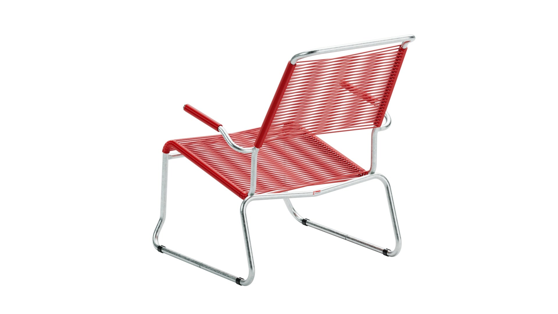 Säntis Spaghetti-Lounger mit Armlehne Hochlehner Kufen in Rot präsentiert im Onlineshop von KAQTU Design AG. Outdoor-Sessel mit Armlehnen ist von Schaffner