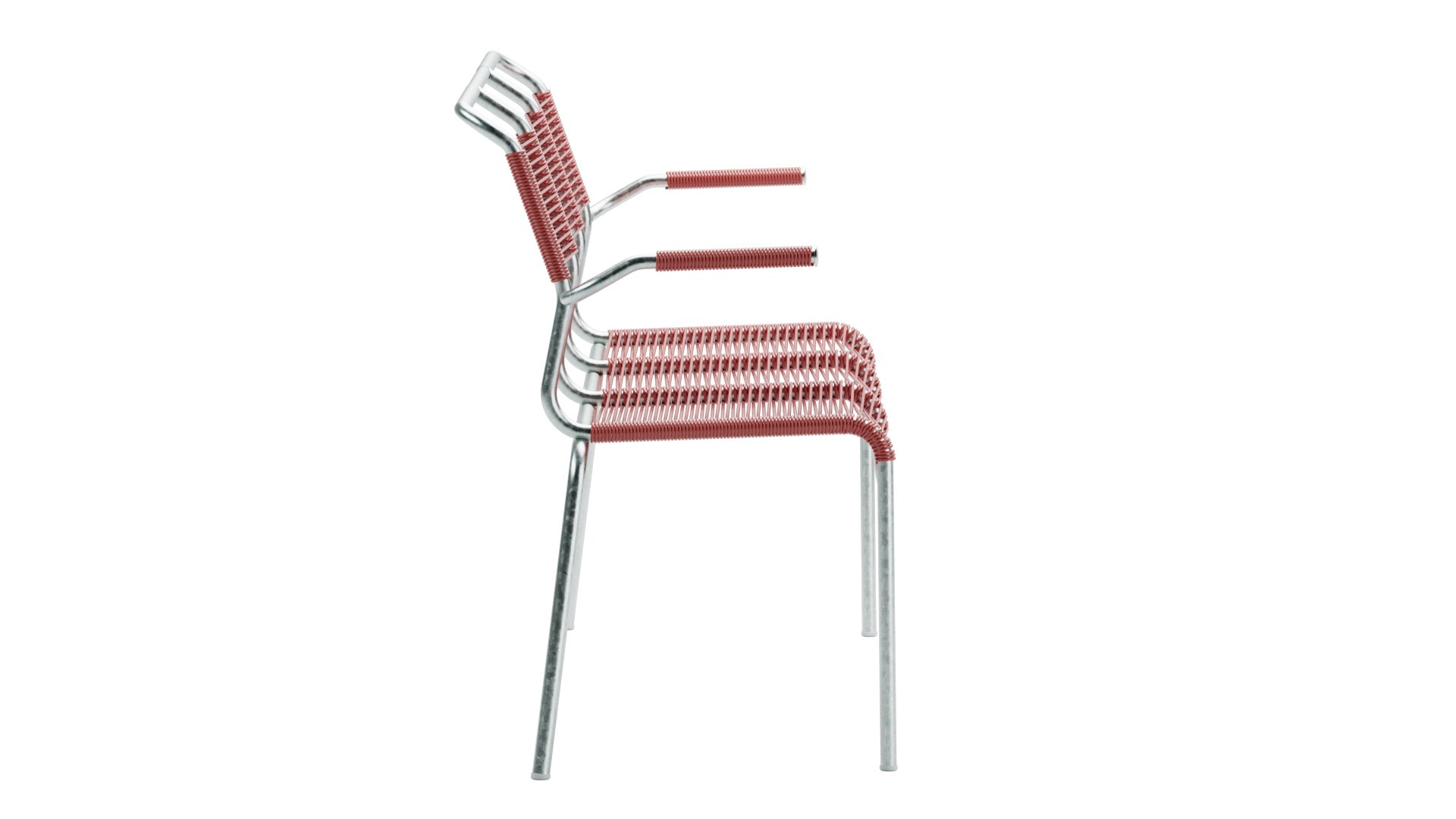 Säntis Spaghetti-3er-Gartenbank mit Armlehne in Ahornrot präsentiert im Onlineshop von KAQTU Design AG. Gartenbank ist von Schaffner