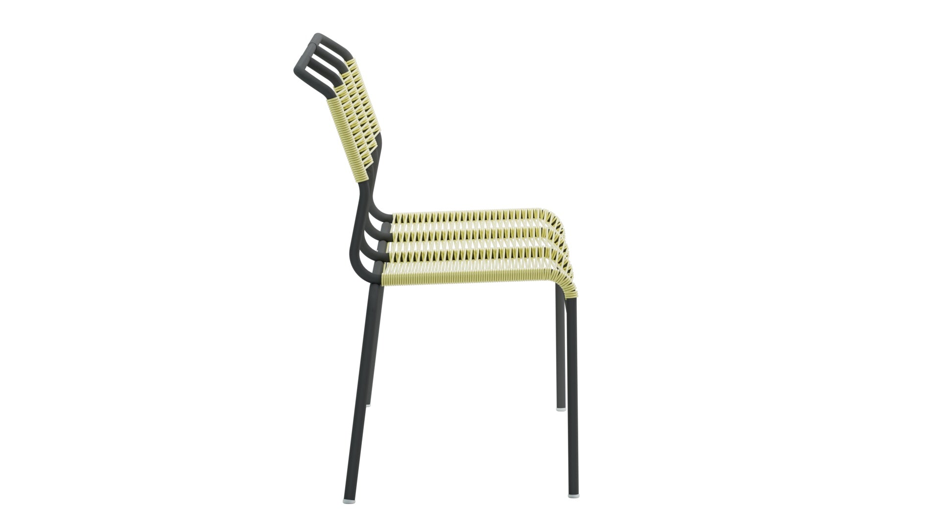 Säntis Spaghetti-3er-Gartenbank ohne Armlehne in Buchsbaumgelb präsentiert im Onlineshop von KAQTU Design AG. Gartenbank ist von Schaffner