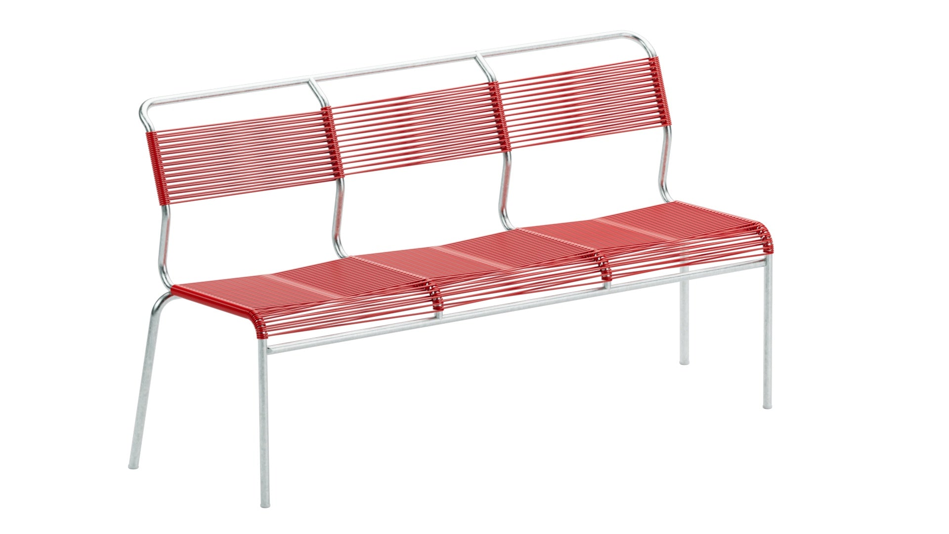 Säntis Spaghetti-3er-Gartenbank ohne Armlehne in Rot präsentiert im Onlineshop von KAQTU Design AG. Gartenbank ist von Schaffner