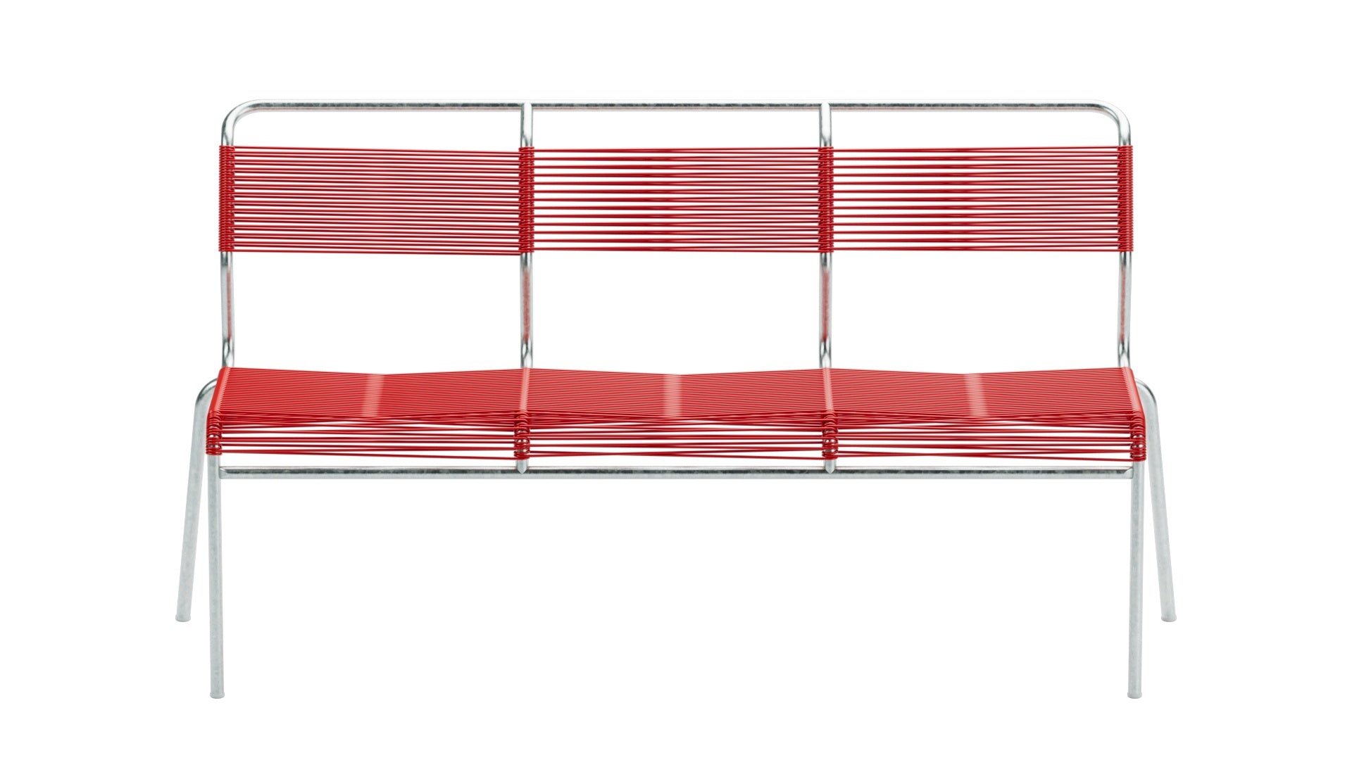 Säntis Spaghetti-3er-Gartenbank ohne Armlehne in Rot präsentiert im Onlineshop von KAQTU Design AG. Gartenbank ist von Schaffner