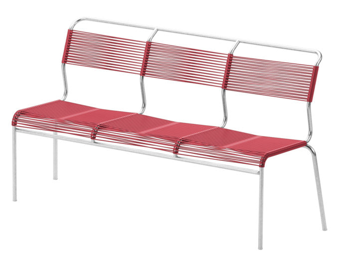 Säntis Spaghetti-3er-Gartenbank ohne Armlehne in Ahornrot / Feuerverzinkt präsentiert im Onlineshop von KAQTU Design AG. Gartenbank ist von Schaffner