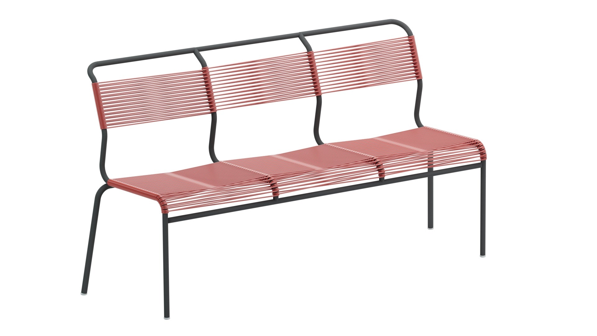 Hochwertige Schaffner Säntis Spaghetti 3er-Gartenbank ohne Armlehne aus wetterfestem Stahl, langlebigem OceanYarn®-Material, ideal für Garten, Balkon oder Terrasse.