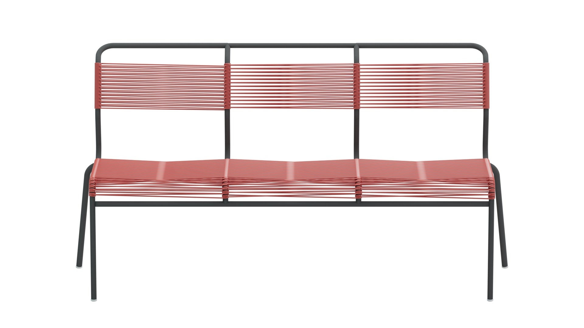 Säntis Spaghetti-3er-Gartenbank ohne Armlehne in Ahornrot präsentiert im Onlineshop von KAQTU Design AG. Gartenbank ist von Schaffner