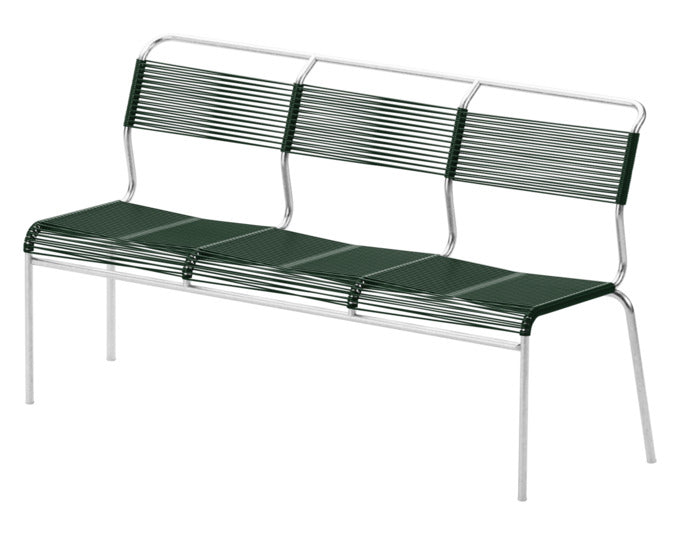Säntis Spaghetti-3er-Gartenbank ohne Armlehne in Tannengrün präsentiert im Onlineshop von KAQTU Design AG. Gartenbank ist von Schaffner