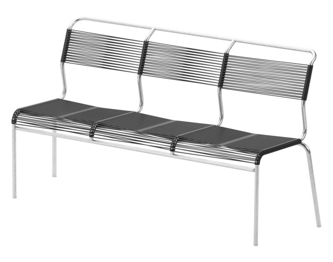 Säntis Spaghetti-3er-Gartenbank ohne Armlehne in Anthrazit präsentiert im Onlineshop von KAQTU Design AG. Gartenbank ist von Schaffner