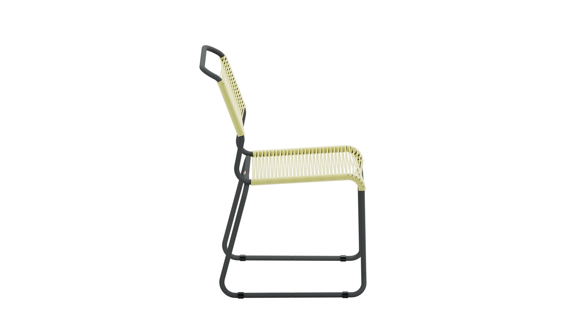 Eleganter Schaffner Säntis Spaghettistuhl mit Kufen, wetterfest, robust und nachhaltig, ideal für Garten, Balkon oder Terrasse in modernen Designs.