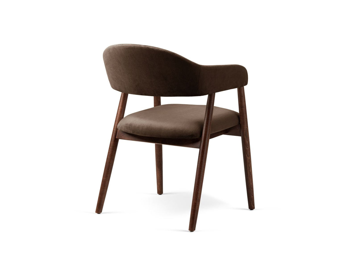 Zwei Samtstühle Adra von Cosmopolitan Design mit Buchenholzbeinen, gepolsterter Sitzfläche und Rückenlehne in Veloursstrick-Optik.