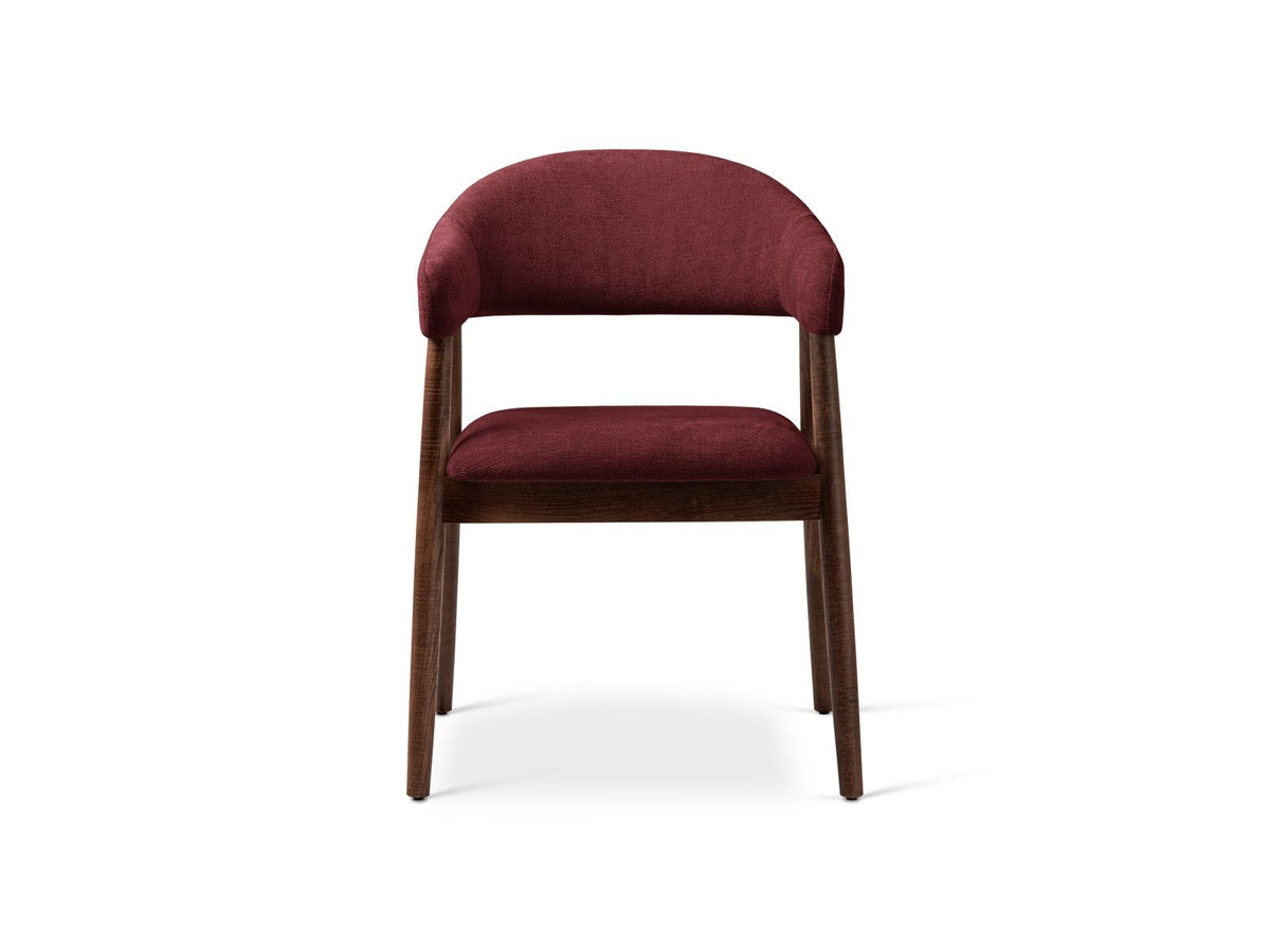 Zwei Esszimmerstühle Adra mit Buchenholzbeinen und Sitzfläche aus Chenille-Stoff Rebel in Beige, moderne Karostruktur mit Flor.