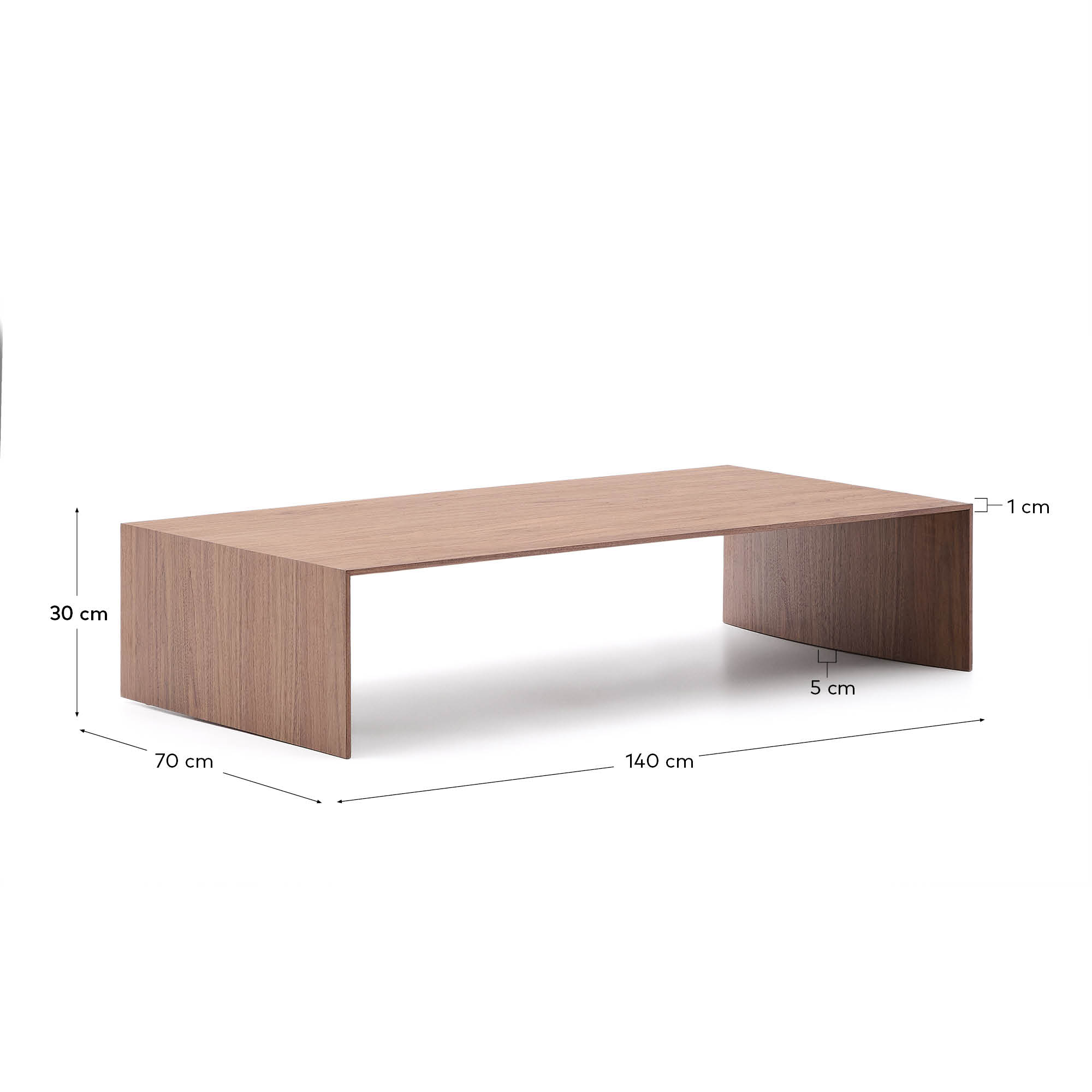 Eleganter Couchtisch Litto aus hochwertigem Walnussfurnier, 140 x 70 cm, von Kave Home – perfektes Design für Ihr modernes Wohnzimmer.