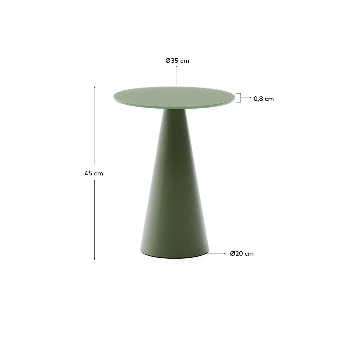 Wilshire Beistelltisch aus gehärteten Milchglas und Stahl matt grün lackiert Ø35 cm in Grün präsentiert im Onlineshop von KAQTU Design AG. Beistelltisch ist von Kave Home