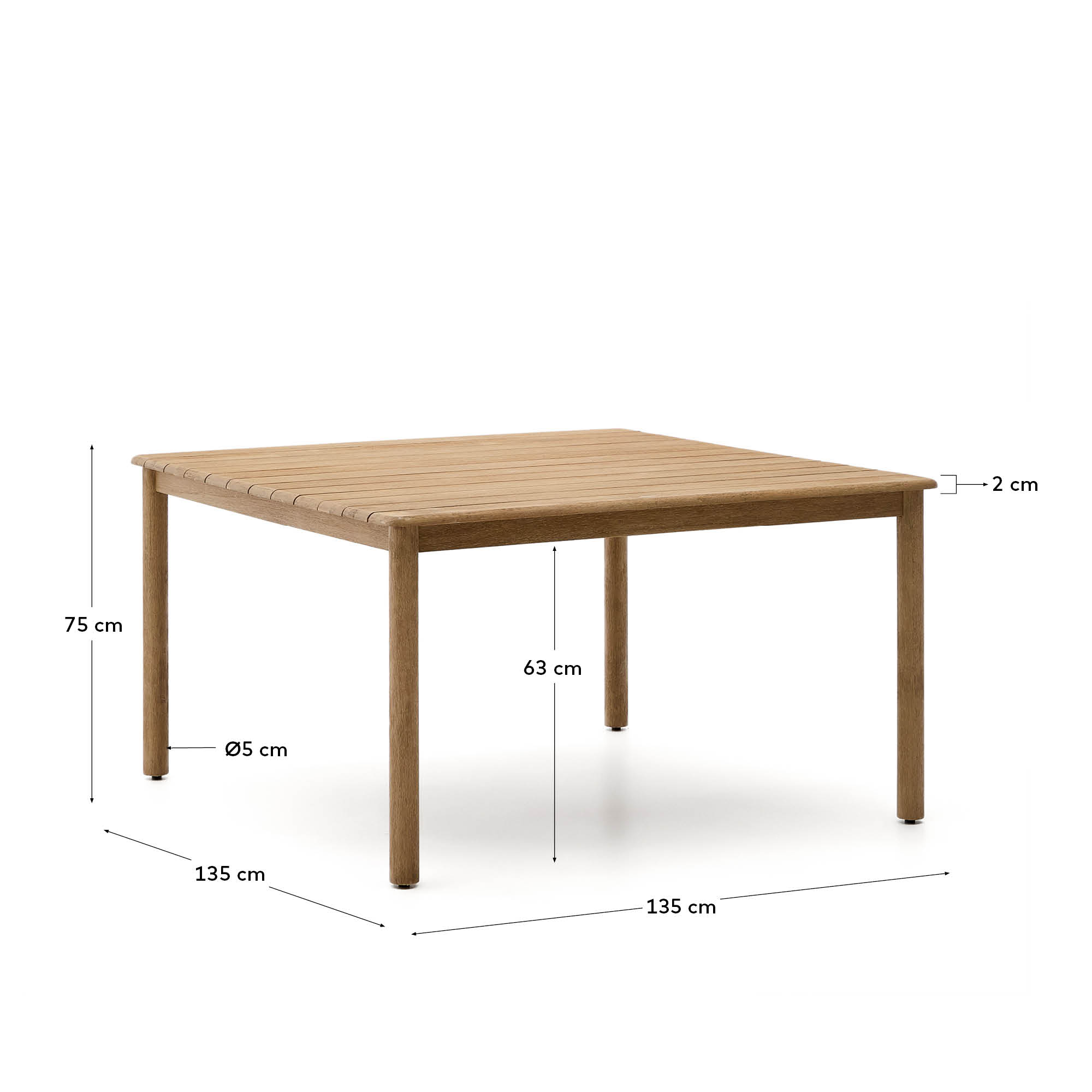 Entdecken Sie den stilvollen Tisch Sori aus massivem Akazienholz (135 x 135 cm) – perfekt für gesellige Momente im Freien. Langlebig und pflegeleicht!