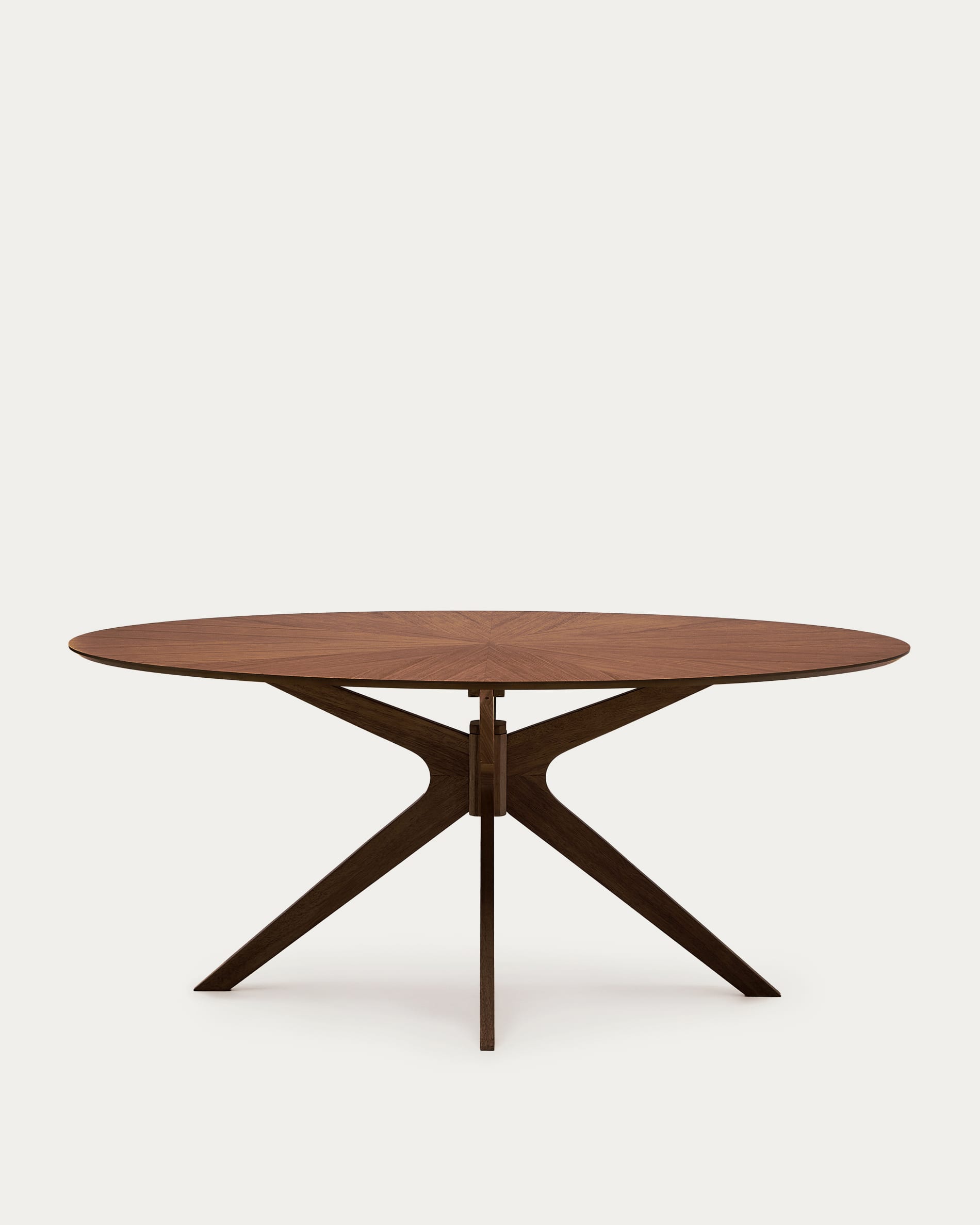 Eleganter Naanim Tisch aus Nussbaumfurnier, 180x110 cm, mit stabilen Gummibaumholzbeinen – zeitlose Schönheit für Ihr Esszimmer.