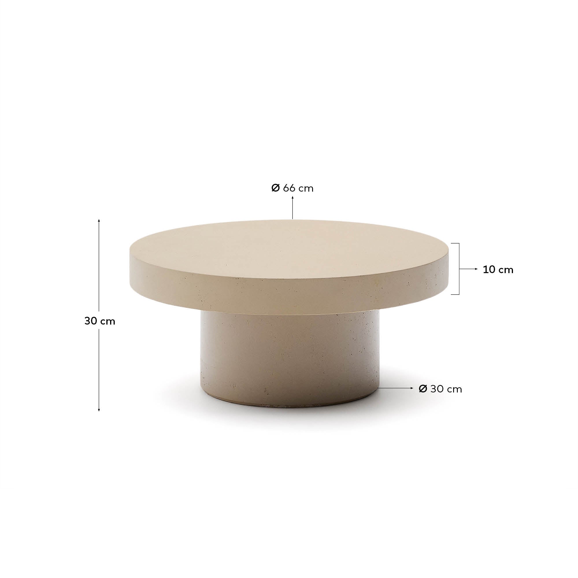 Eleganter Couchtisch Aiguablava aus robustem GFB in Beige, ideal für drinnen und draußen. Minimalistisches Design trifft auf Funktionalität!
