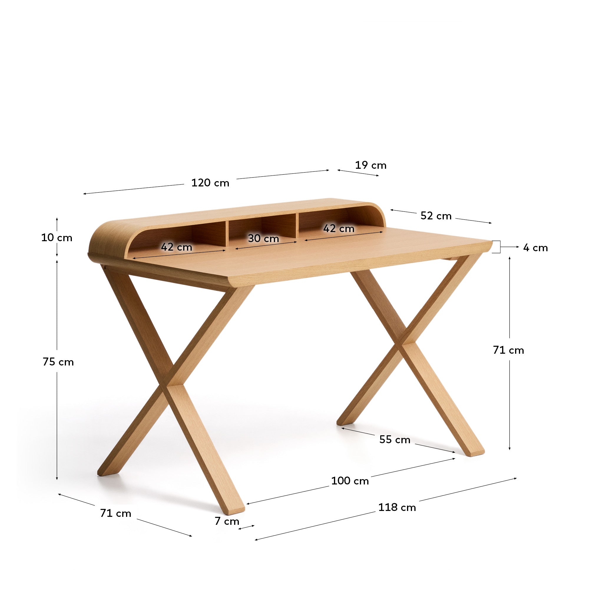 Schreibtisch Dilare aus Eichenfurnier, 120 x 85 cm in Natur präsentiert im Onlineshop von KAQTU Design AG. Schreibtisch ist von Kave Home