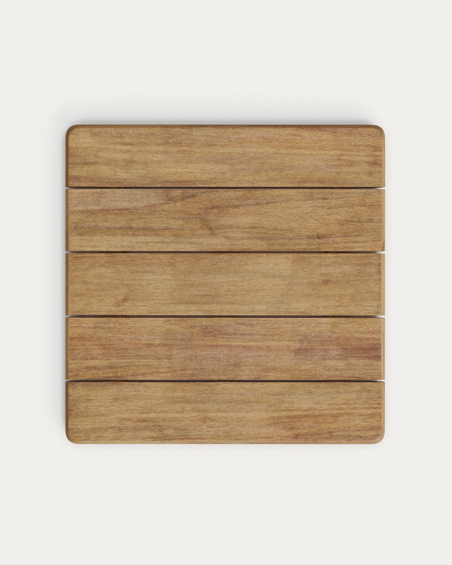 Entdecken Sie den stilvollen hohen Outdoor-Tisch Esilda von Kave Home: FSC-zertifiziertes Akazienholz trifft auf robusten Stahl – ideal für jeden Anlass!