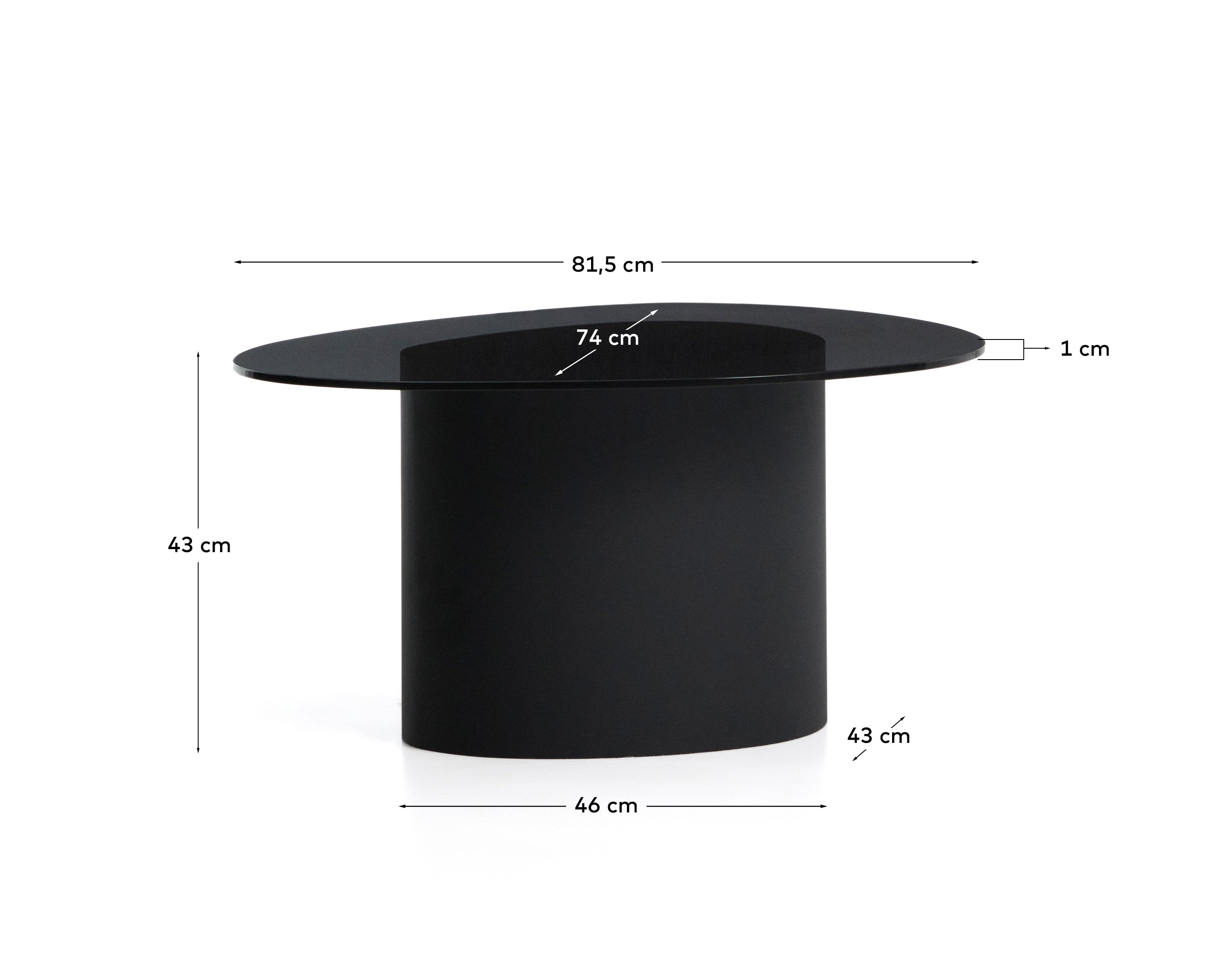 Eleganter Couchtisch Olir aus hochwertigem gehärtetem Glas und stabilem schwarzem Stahl, ideal für ein modernes Wohnambiente.