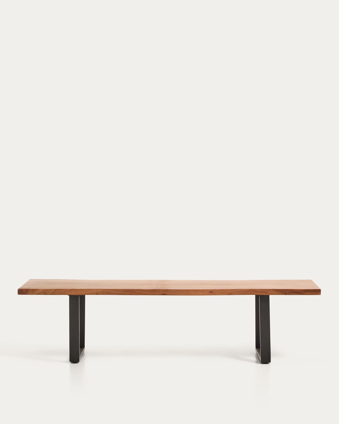 Bank Uxue aus massivem Akazienholz mit Beinen aus schwarzem Stahl 180 x 45 cm in Natur präsentiert im Onlineshop von KAQTU Design AG. Sitzbank ist von Kave Home