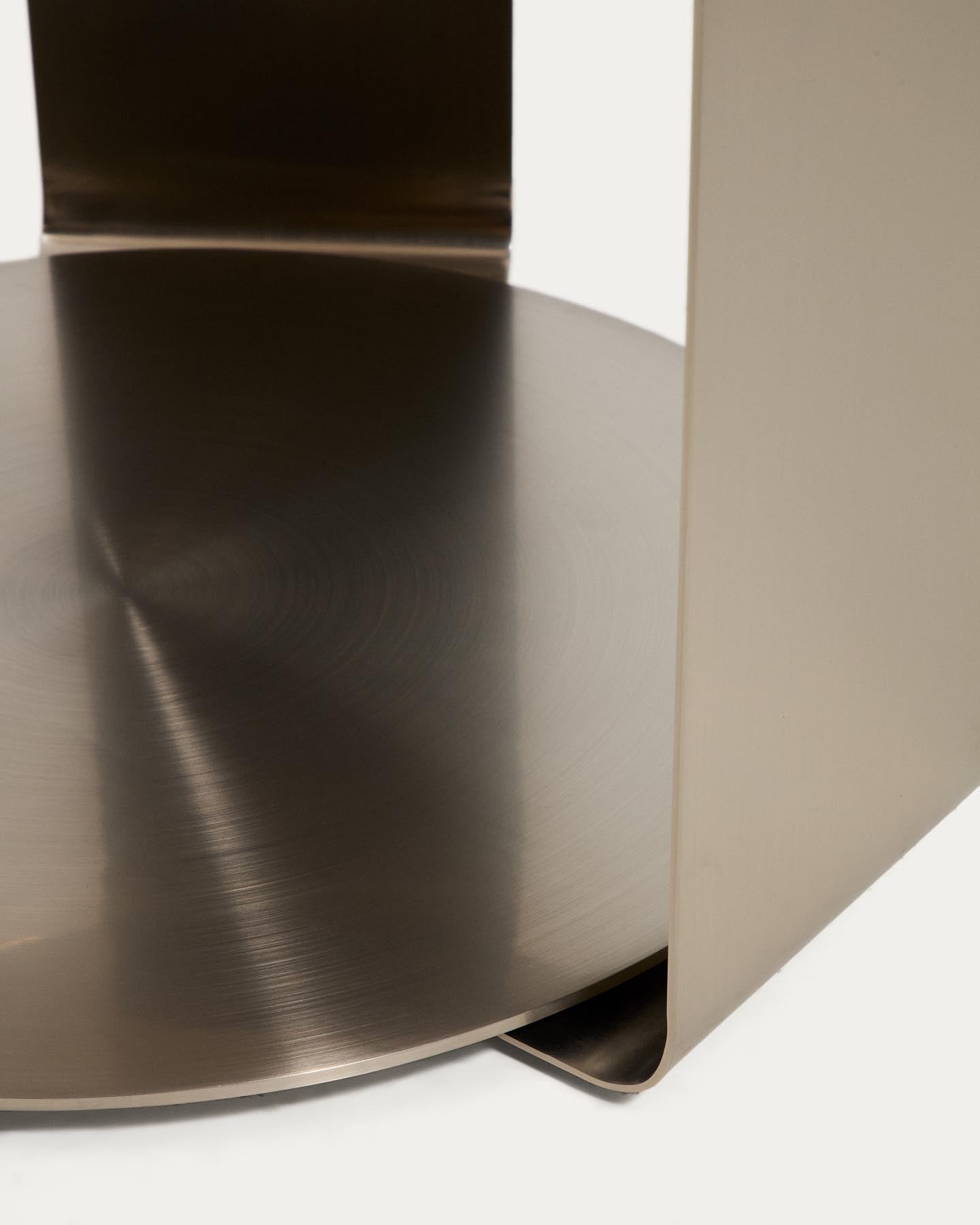 Couchtisch Dolven aus braunem Glas und gebürstetem Stahl, Ø 60 cm in Anthrazit präsentiert im Onlineshop von KAQTU Design AG. Couchtisch ist von Kave Home